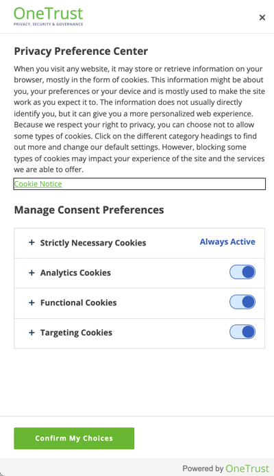 OneTrust Privacy Preference Center consent dialog